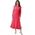 long-sleeve pleated bubble hem midi dress - DR1583
